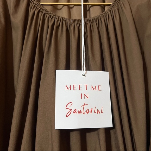 Meet Me in Santorini | NWT Ashley Poplin Cutout Maxi Dress Puff Brown Size S - Picture 4 of 12